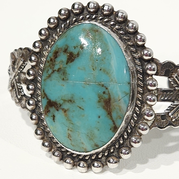 Vintage Southwestern Turquoise Sterling Silver Cuff Bracelet Pacific Jewelry Co - Picture 3 of 16